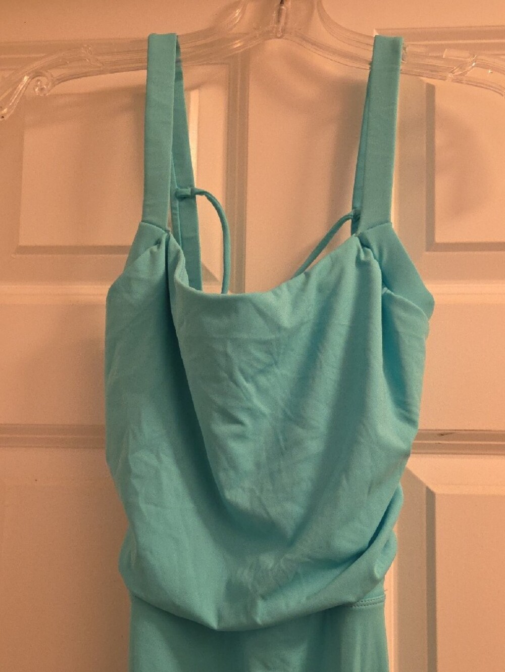 NWT HALARA Aqua Blue Draped Maxi Dress Side Slit - Picture 2 of 6